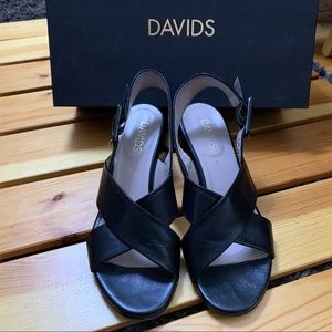 Davids black leather sandals
